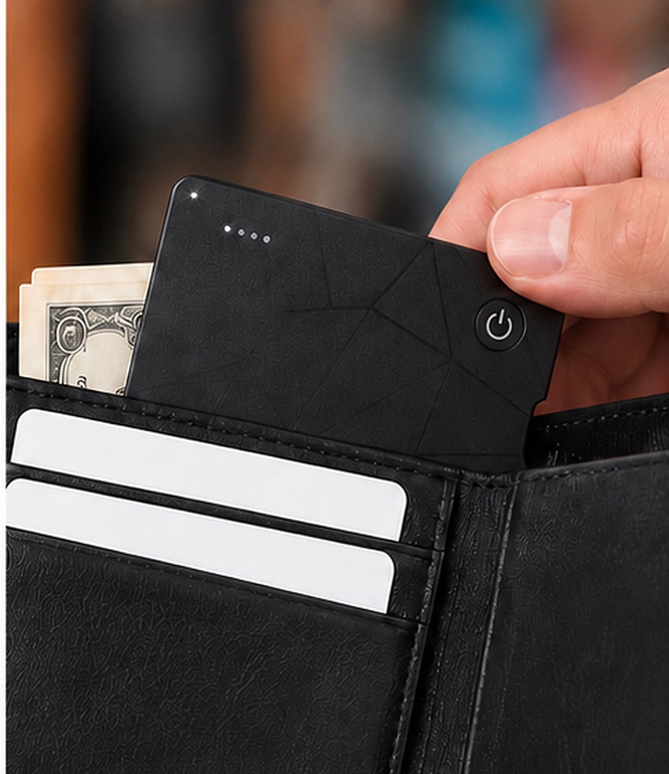 Tracker card inside wallet