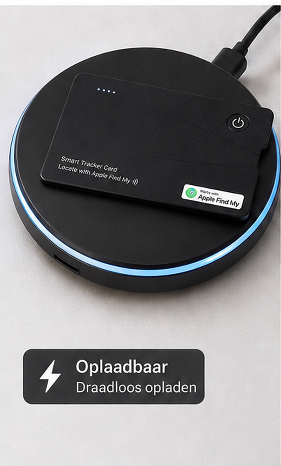 Wireless charging tracker card
